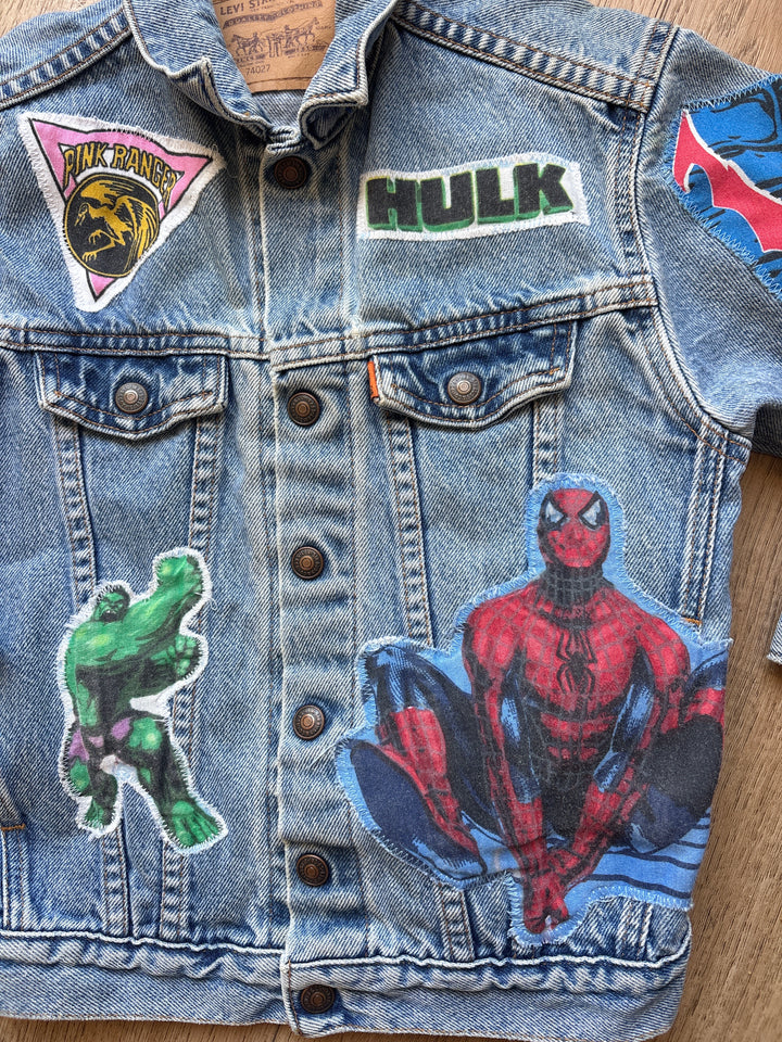Vintage superhero patchwork Levi jean jacket