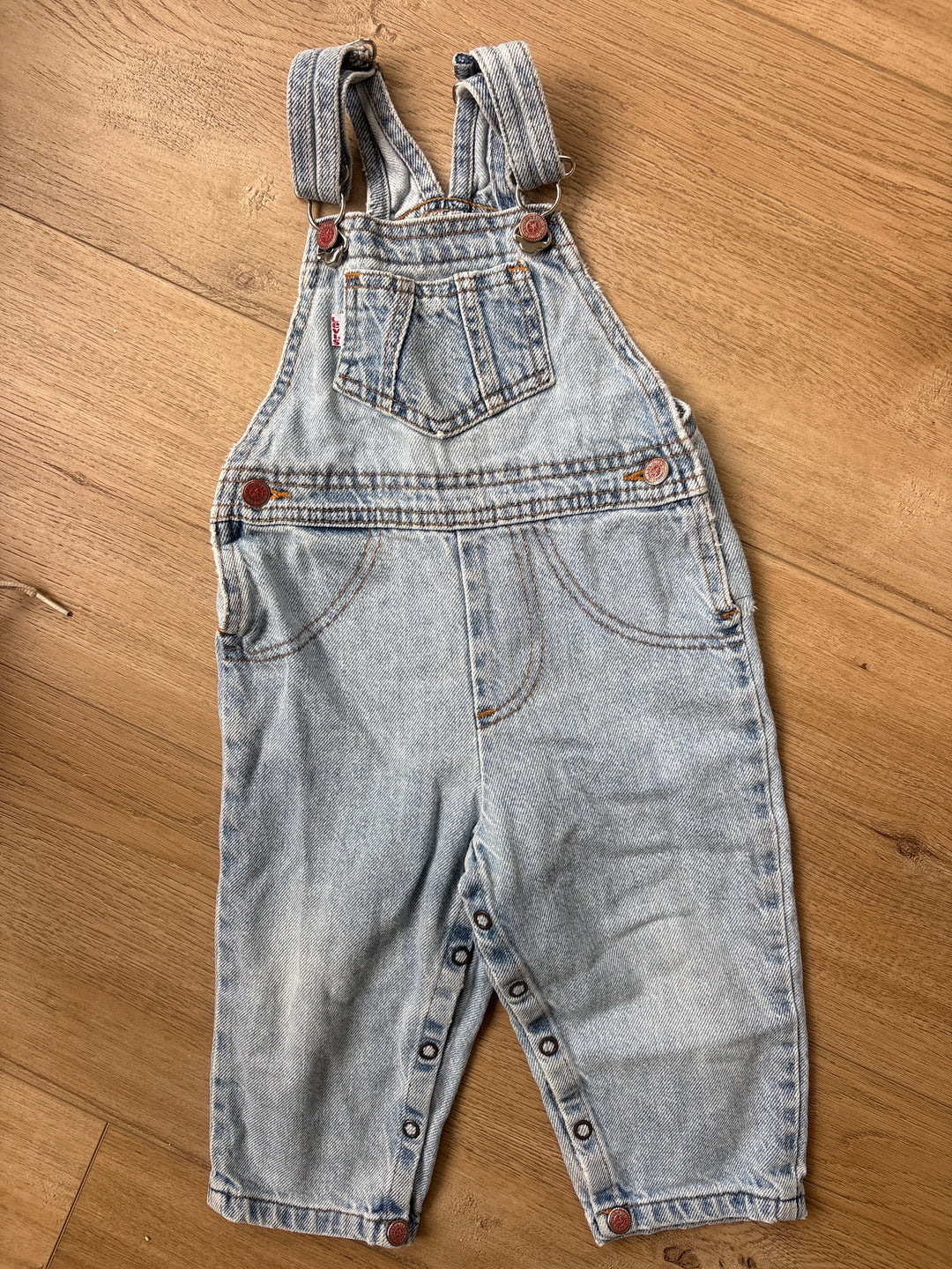 White tab & red button vintage Levi overalls