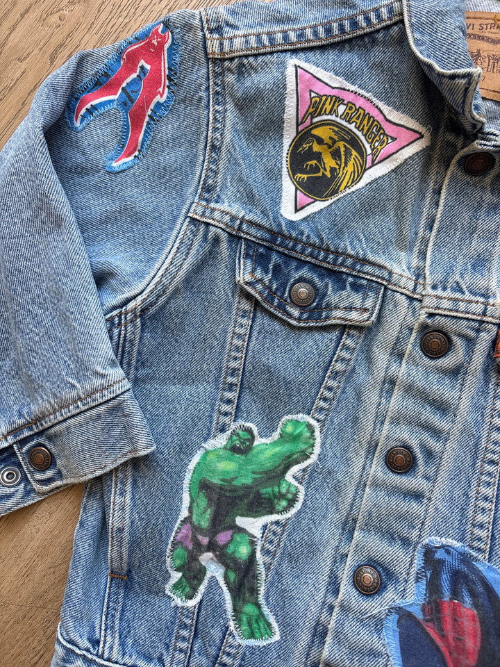 Vintage superhero patchwork Levi jean jacket